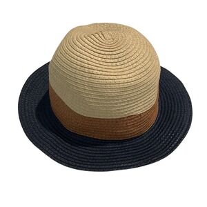 Cruise Club Fedora Hat Womens One Size Multicolor Excellent Paper Straw Sun Hat